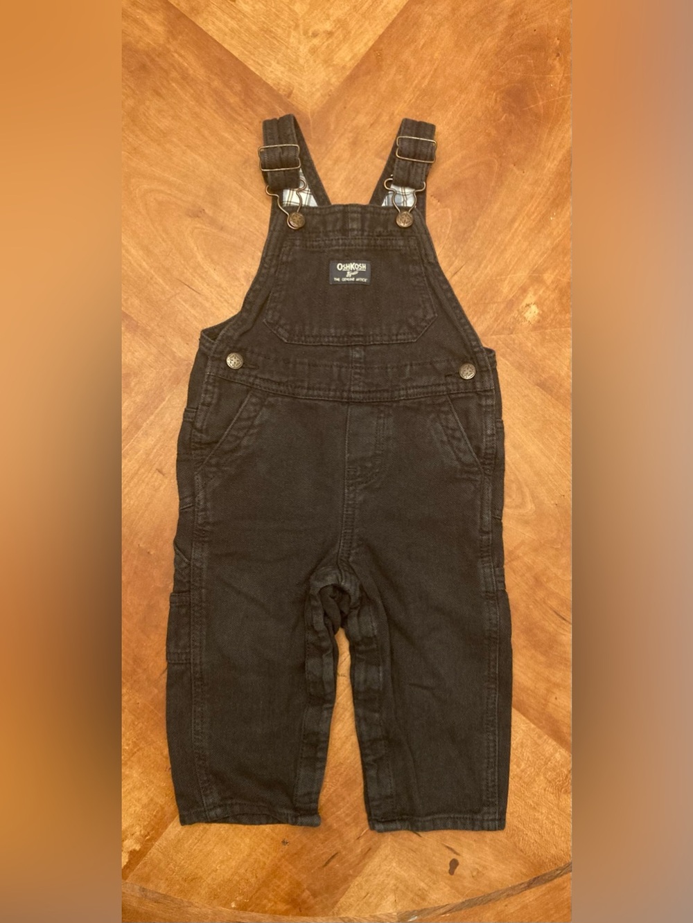 18 M OshKosh B'gosh Baby Boy Herringbone Cotton Sleeveless Overalls